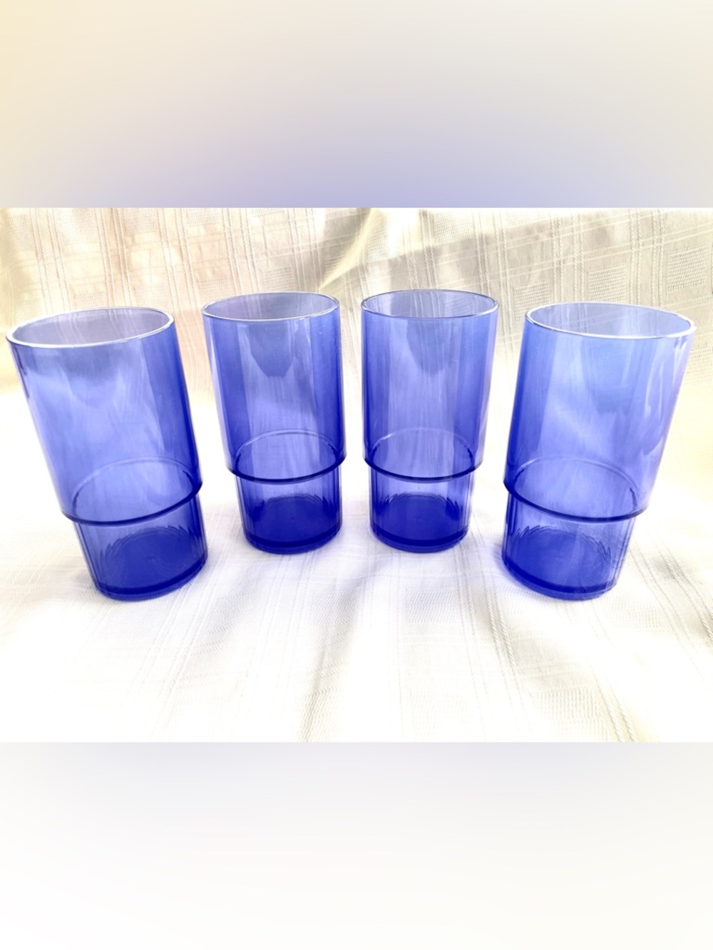 TUPPERWARE New Blue Acrylic TUMBLERS 4 PRELUDIO Glasses 14 OZ NOS Stored Wrapped
